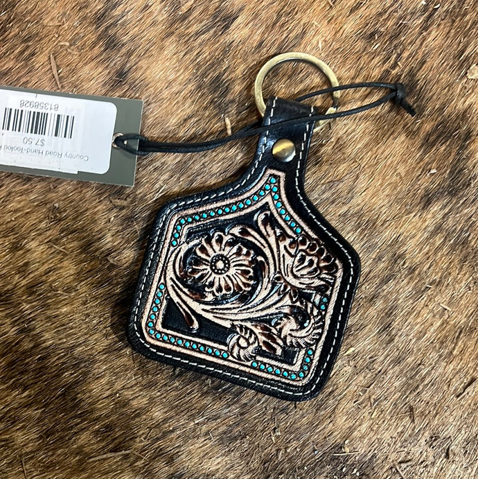 Country Road Hand-Tooled Key Fob