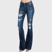T929MFL-MD DESTROYED MID RISE STRETCH FLARE WITH TROUSER HEM
