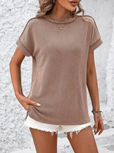 Backstitch Stripe Knit Short-Sleeve Casual T-Shirt