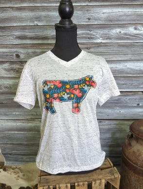Floral Steer tee