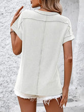 Backstitch Stripe Knit Short-Sleeve Casual T-Shirt