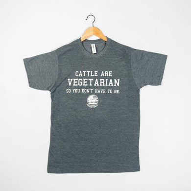 Western 'Cattle Are Vegetarian' Grey Graphic Tee