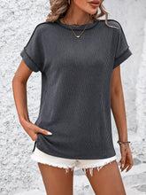 Backstitch Stripe Knit Short-Sleeve Casual T-Shirt