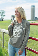 Western 'It's Harvest Time' Olive Graphic Women's Hoodie