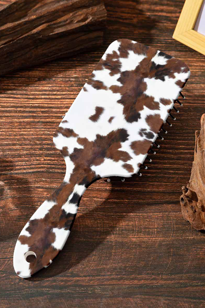 Chestnut Cow Print Long Handle Air Cushion Comb