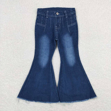 Baby Girls Western Navy Bell Flare Denim Pants