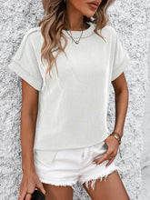 Backstitch Stripe Knit Short-Sleeve Casual T-Shirt