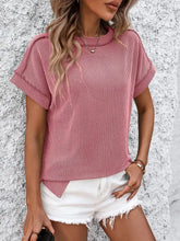 Backstitch Stripe Knit Short-Sleeve Casual T-Shirt