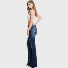 T929MFL-MD DESTROYED MID RISE STRETCH FLARE WITH TROUSER HEM