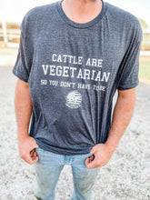 Western 'Cattle Are Vegetarian' Grey Graphic Tee
