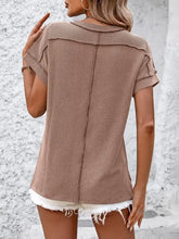 Backstitch Stripe Knit Short-Sleeve Casual T-Shirt