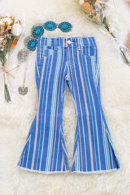 MULTI-COLOR STRIPE ON BLUE BELL BOTTOM