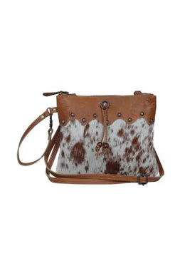 Ornate Brown Leather & Hairon Bag
